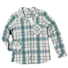 Croft & Barrow Women Small Green White Plaid Long Sleeve Button Up Shirt Top