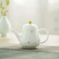 在飛比找松果購物優惠-[千紅一品茶]景嵐金絲甜白釉泡茶器撒金寬梨壺 宮廷風泡茶壺茶