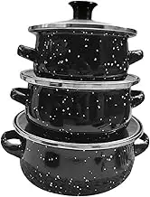 WeiLaiKeQi 3X Enamelware Pot Set Cooking Pot Simmer Pot Soup Pot for Gas/Induction Cooker Braising