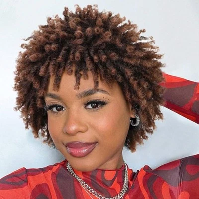 Short Braided Wigs for Black Women Faux Locs Hair Wigs Short Dreadlock Wig Bl...