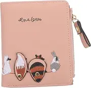 [ANDRESLAD] Cute Animal Wallet Critters Purse Pink Wallet Card Slots Leather Coin Purse