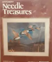 Vtg. New Crewel Embroidery Kit Canada Geese Needle Treasures Birds Fall Outdoors