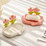 Creative Floral Soap Box Draining Non-slip Soap Dish Bathroom Accessories SePW