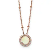 Sterling Silver Rose-Tone White Created Opal Cz W/2 In Ext. Necklace