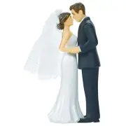 Bride & Groom Cake Topper | Wedding and Engagement Party, 4.5" Bride & Groom