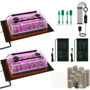 2 Set Seed Starter Kit 40-Cell Seed Starter Tray with Grow Light Full Spectru...