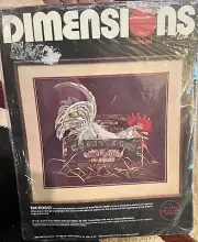 NEW Dimensions 1318 "The Roost" Crewel Cross Stitch Kit Rooster