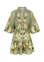 Zimmermann Lexi Billow Floral-print Cotton Mini Dress - Sage - 1 (UK 10 / S) 1 (UK 10 / S)