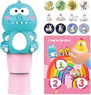 Vriusi Kids Sticker Stencil, Kids Stamp with Refill Stickers | Cartoon Printing Toy for Kids | Arts & Crafts Toy with 200 Stickers for