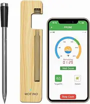 [MOFINO] Smart Bluetooth Wireless Meat Thermometer with Ultra-Thin Probe,656Ft Remote Range Food Thermometer with iOS & Android App,IPX8 Waterproof for Grilling,BBQ,Oven,Smoker