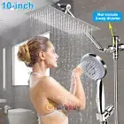 10” Rain Square Shower Head with Handheld Spray Combo High Pressure Adjustable