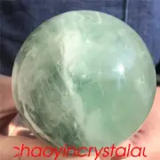 1.6LB Natural Green fluorite ball crystal quartz sphere 76mm reiki XQ372