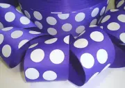 5 YARD SALE - 2 1/4 REGAL PURPLE WHITE CLASSIC JUMBO DOTS GROSGRAIN RIBBON