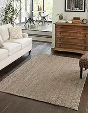 [Aizza Trends] Indian Handmade Braided Gray Jute Area Rug-Floor Carpet Rug-Bed Side Runner Rug-Doormat Rug - 8 x 10 Feet (240 cm x 300 cm)