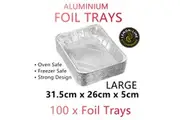 100 Large Aluminium Foil Trays Oven Baking Food BBQ Disposable Takeaway Roasting
