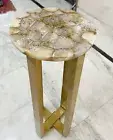Natural Brown Agate Stone Modern Arts Cafeteria Top Table Office Meeting Desk
