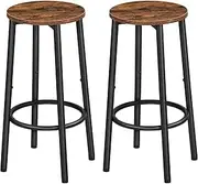 HOOBRO Bar Stools, Set of 2 Bar Chairs, Kitchen Round Height Bar Stools with Footrest, Dining Chair, Sturdy Steel Frame, for Dining Room, Kitchen, Party, Easy Assembly,Rustic Brown BF03BY01