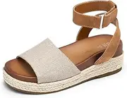 [DREAM PAIRS] Girls Platform Wedge Open Toe Espadrille Sandals with Buckle Ankle Strap for Little Kid/Big Kid