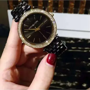 二手全新原廠公司貨MICHAEL KORS MK手錶 女錶 女時尚鑲鑽黑色紫藍石英女錶 MK3353 MK3322