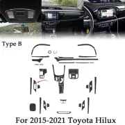Car Full Carbon Fiber Interior Kit Trim Black For 2015-2021 Toyota Hilux 42Pcs (for: Toyota)