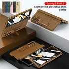 Hinge/Screen Protector Kickstand Leather Case For Samsung Galaxy Z Fold 6/5/4/3