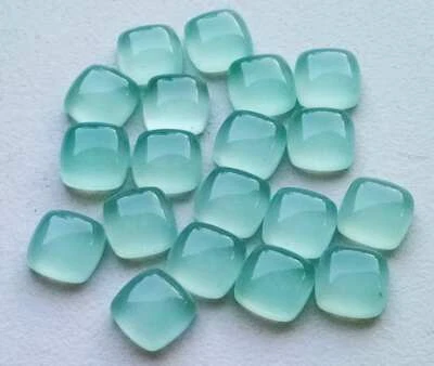 10mm Aqua Chalcedony Plain Square Cabochons, Aqua Plain Square Flat Back