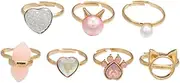 [VALICLUD] Girls Birthday Present 7pcs Silver Rings Kid's Jewelry Set Fidget Ring Ornaments for Girls Boys