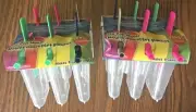 12 ICE POP MOLDS POPSICLE MAKER FROZEN TREATS DISHWASHER SAFE W/ STICKS & COLORS