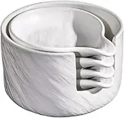 Ceramic Dipping Bowl Set, Household Dipping Plate, Small Bowl Dipping Sauce, Side Dish, Suitable for Kitchen, Living Room, Dining Room, Party (White, 4 Sauce Bowls + Plate Holder)