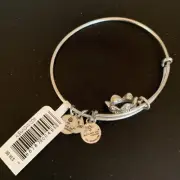 NWT Alex & Ani Energy Queen Crown Silver Plated Charm Bangle Bracelet Adj