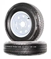 2-Pack Radial Trailer Tire & Rim ST175/80R13 13" Load C 5 Lug White Spoke 57880