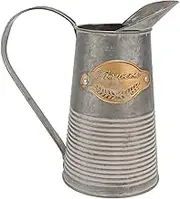 Vintage French Pitcher Vase Farmhouse Decorative Pitcher Metal Rustic Vase Watering Milk Jug Can Galvanized Tin Decor Vase Country Primitive Jug for Flower Holder