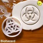Biohazard cookie cutter hazardous science symbol scientists laboratory biscuit