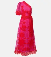[Farm Rio] Farm Rio One-shoulder guipure lace maxi dress AU 12 pink