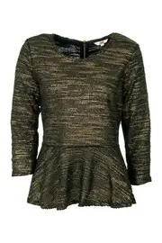 Foil Print Peplum Top--JAG-JW38549