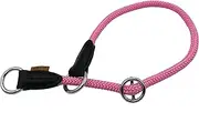 Aiminto Nylon Rope Pro Training Dog Collar, No Pull Round Martingale Collar, Slip Collar with Slidable Stop Ring - Ideal for Small Medium Dogs (M(8mm) - 45cm Long, Pink)