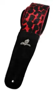 Magma Leathers 2.52" Delux Argentinean RED LEOPARD Chamois Leather Guitar Strap