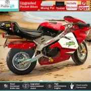 Pocket Bike 2 Stroke Engine 49CC Mini Motorcycle Dirt Bike ATV Adult White Red