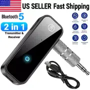 2 in 1 Bluetooth 5.0 Transmitter Receiver USB Wireless 3.5mm Audio Adapter Car