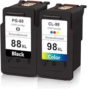[SanSeCai] Remanufactured Ink Cartridges for Canon PG-88XL CL-98XL for Canon PG88 88XL CL98 98XL Fine Ink Cartridge for Canon Pixma E500 E600 E610 Printer 1 Black 1 Tri-Color