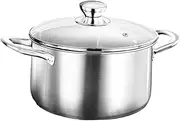 Gatuida Induction Cooktop Soup Pot Stainless Steel 3.8qt Double Handles Large Capacity Pot for Stovetop
