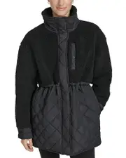 Marc New York Ladies Mixed Media Faux Sherpa & Quilted Jacket
