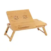 Foldable and Adjustable Bamboo Laptop Table, Bed Tray