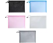 5 pcs Multipurpose Transparent Mesh Zipper Pouches Cosmetic Bag Makeup Pouches Pencil Case Pen Holder Travel Organizers