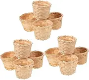 HIAKDOFT 12Pcs Miniature Bamboo Woven Storage Baskets Handmade Rustic Decor Bins for Desk Table Shelf Breathable Multiuse Design for Organizing and Displaying Faux Plants