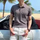 【M-3XL】男士夏季針織透氣冰絲t恤翻領百搭素色舒適短袖polo衫