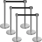 VEVOR Crowd Control Stanchions Barriers 6-Pack with 3PCS Retractable Belts