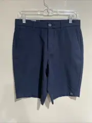 Marc Anthony Mens Shorts Navy Blue Stripe Slim Fit. Luxury Stretch Waist Sz 30