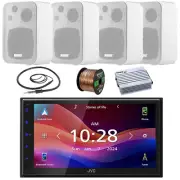 JVC Single-DIN MP3 Radio, 4x 4" 30W Max In Door/Out Door Box-Speakers, Amplifier
