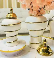 Elegant Ginger Jars with Lid Storage Home design desk flower jar 2pieces